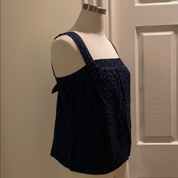 American Eagle Polka Dot Smock Tie Back Top - Picture 9 of 12